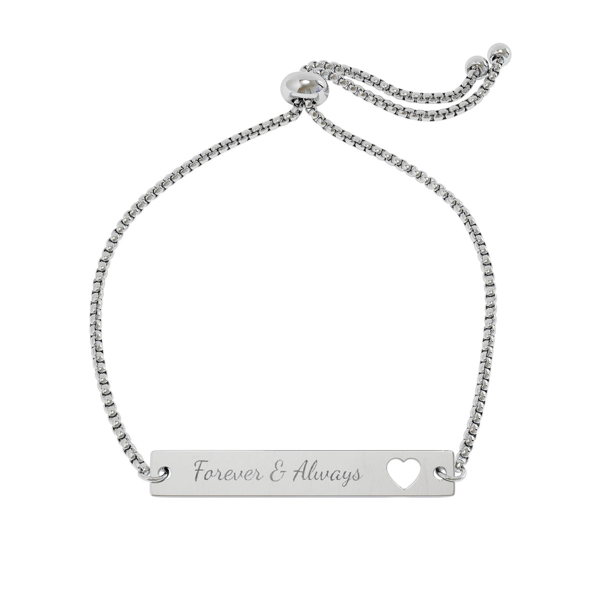 Engravable Heart Bar Bracelet — Adjustable Gold/Rose Gold Personalized Jewelry