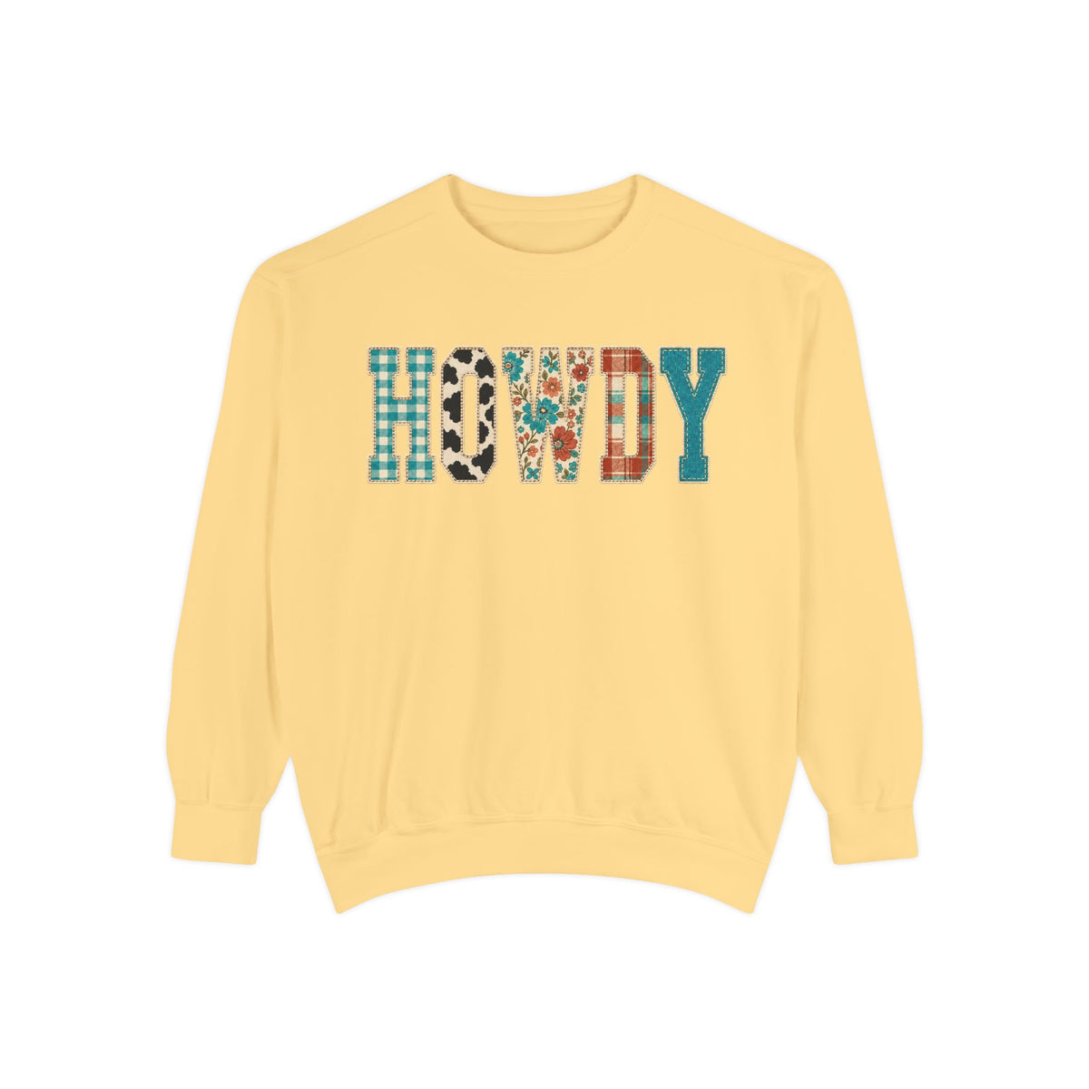 Howdy Crewneck Sweatshirt | Western buffalo plaid floral