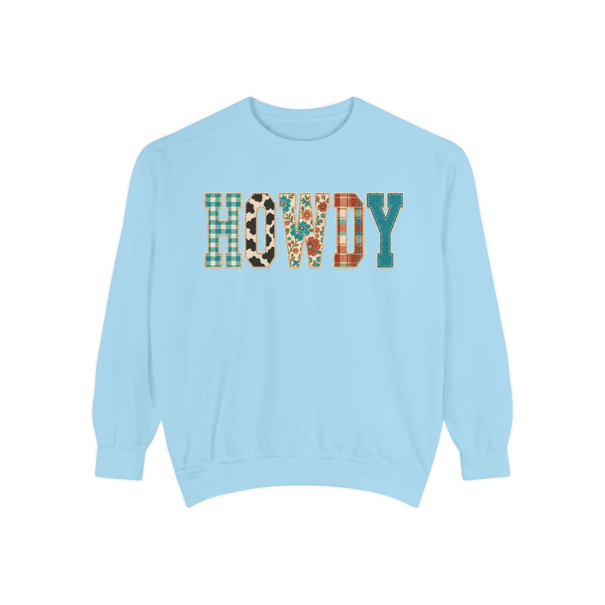 Howdy Crewneck Sweatshirt | Western buffalo plaid floral