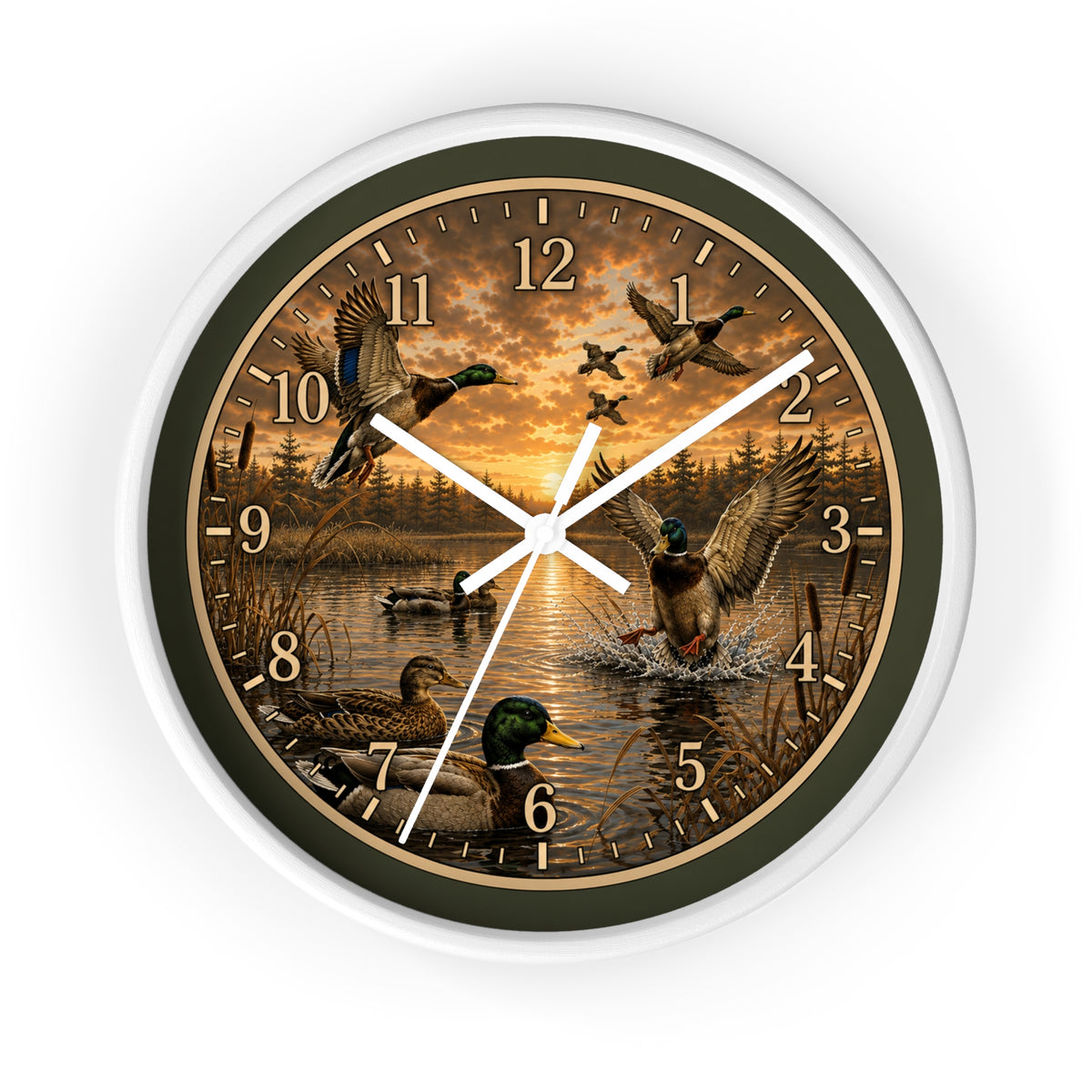 Mallard Duck Scene Wall Clock | Rustic Waterfowl Lake Décor