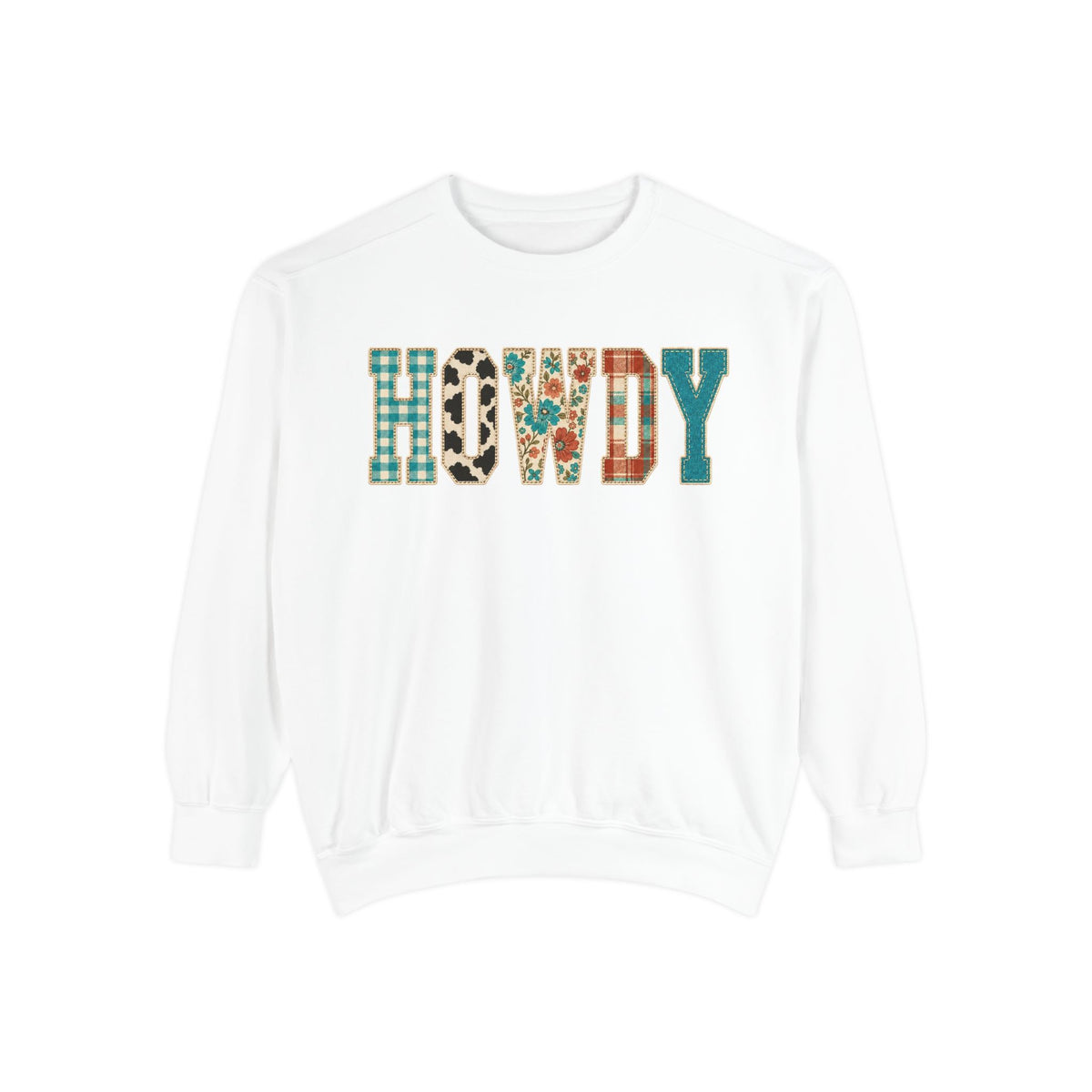 Howdy Crewneck Sweatshirt | Western buffalo plaid floral