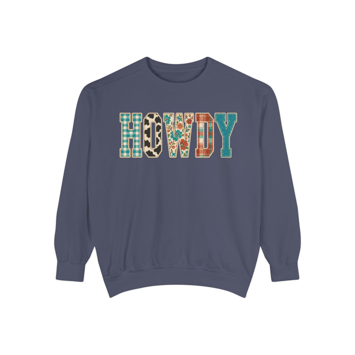 Howdy Crewneck Sweatshirt | Western buffalo plaid floral