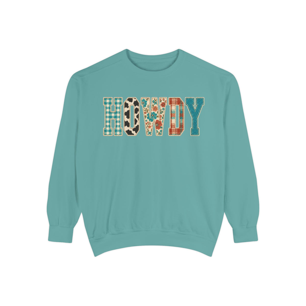 Howdy Crewneck Sweatshirt | Western buffalo plaid floral