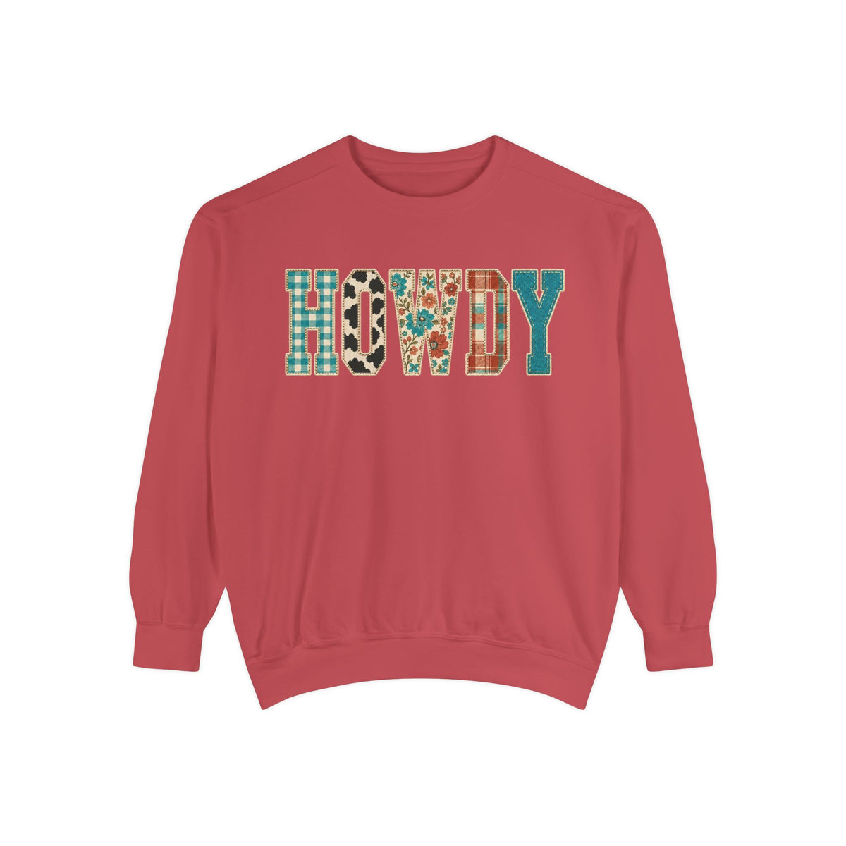 Howdy Crewneck Sweatshirt | Western buffalo plaid floral