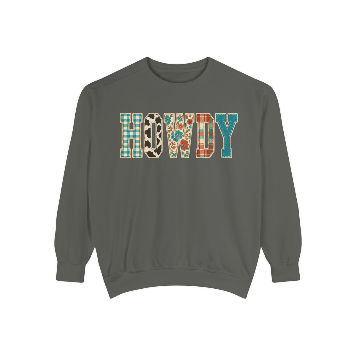 Howdy Crewneck Sweatshirt | Western buffalo plaid floral