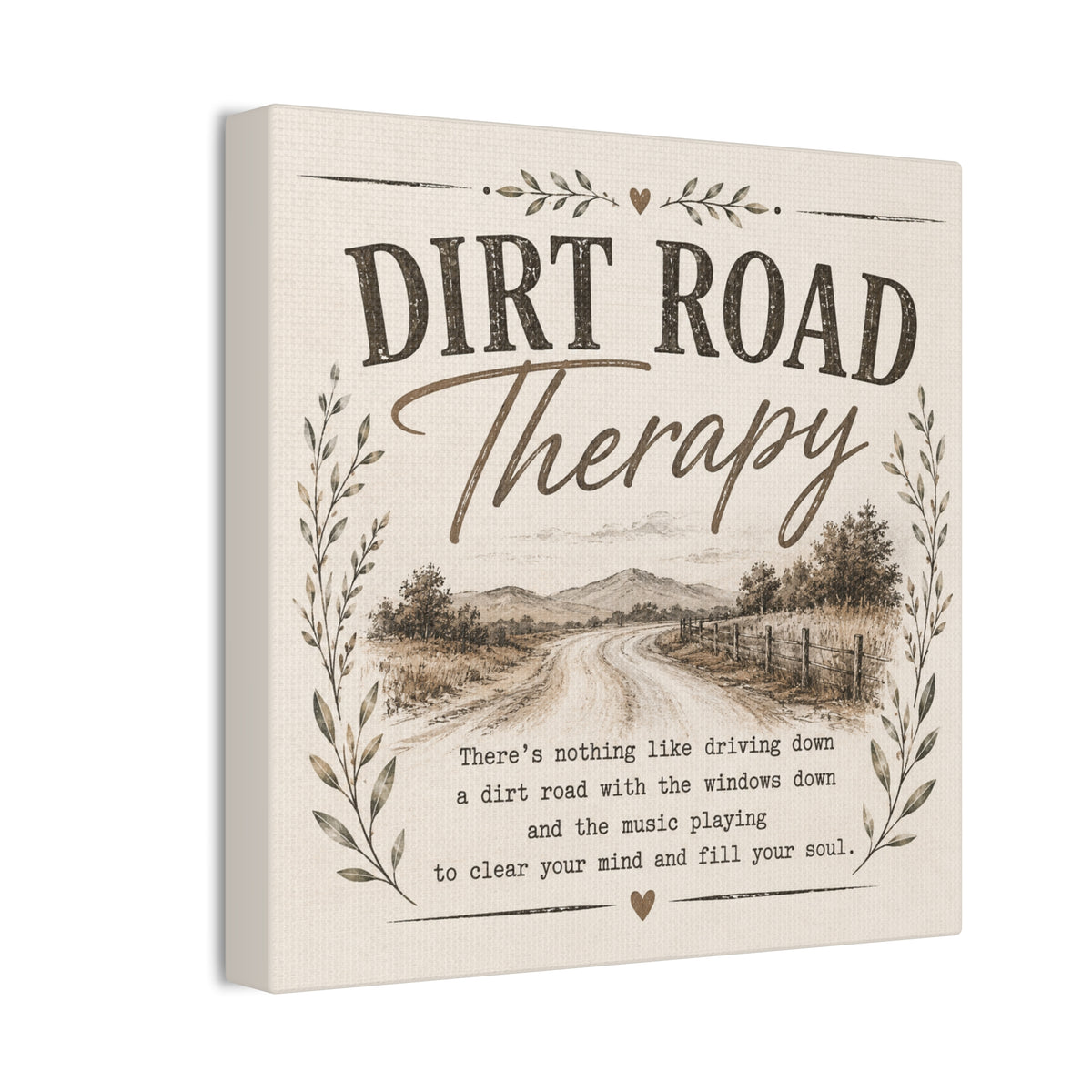 Dirt Road Therapy Canvas Print | Rustic Road Landscape Wall Art