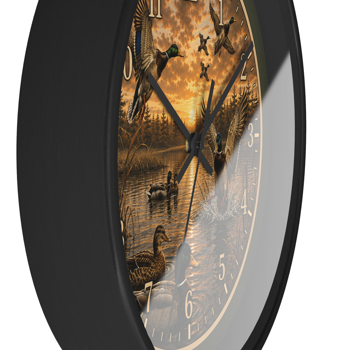 Mallard Duck Scene Wall Clock | Rustic Waterfowl Lake Décor