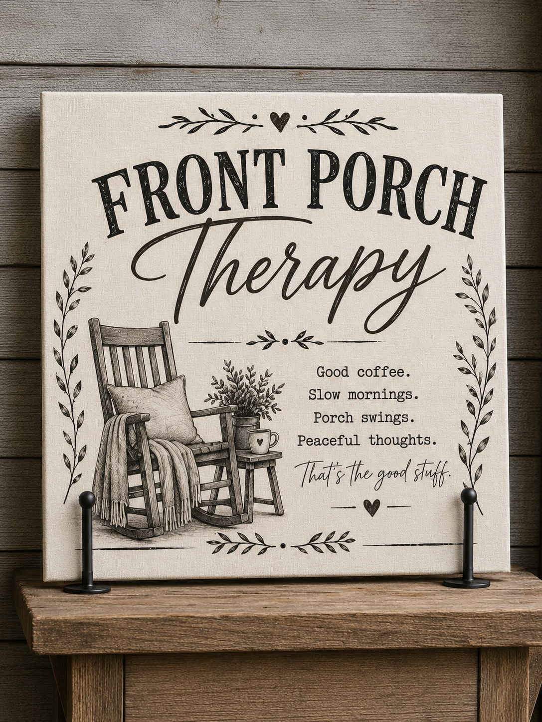 Front Porch Therapy Canvas Wall Art — Rustic Relaxation Home Decor