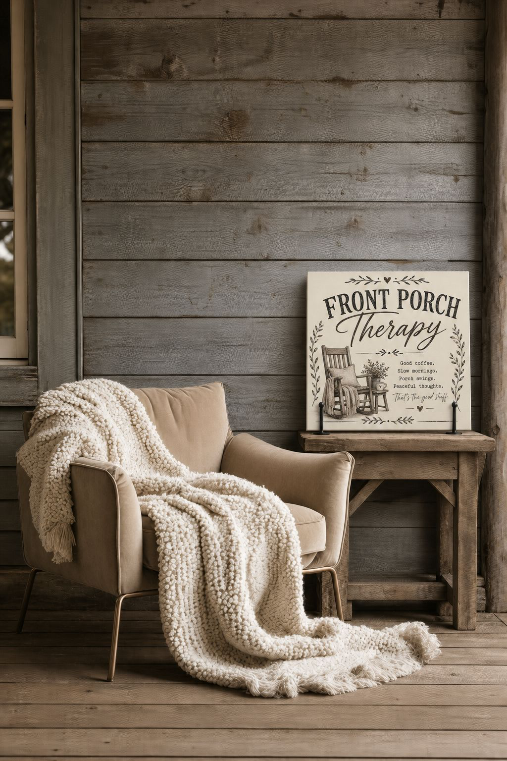 Front Porch Therapy Canvas Wall Art — Rustic Relaxation Home Decor