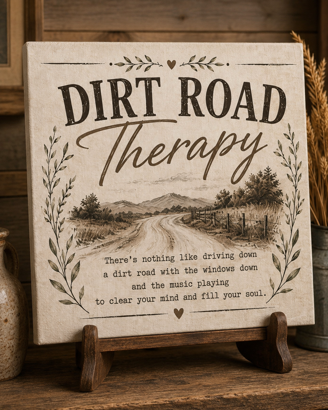 Dirt Road Therapy Canvas Print | Rustic Road Landscape Wall Art
