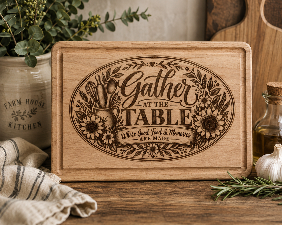 Gather at the Table Engraved Wooden Cutting Board