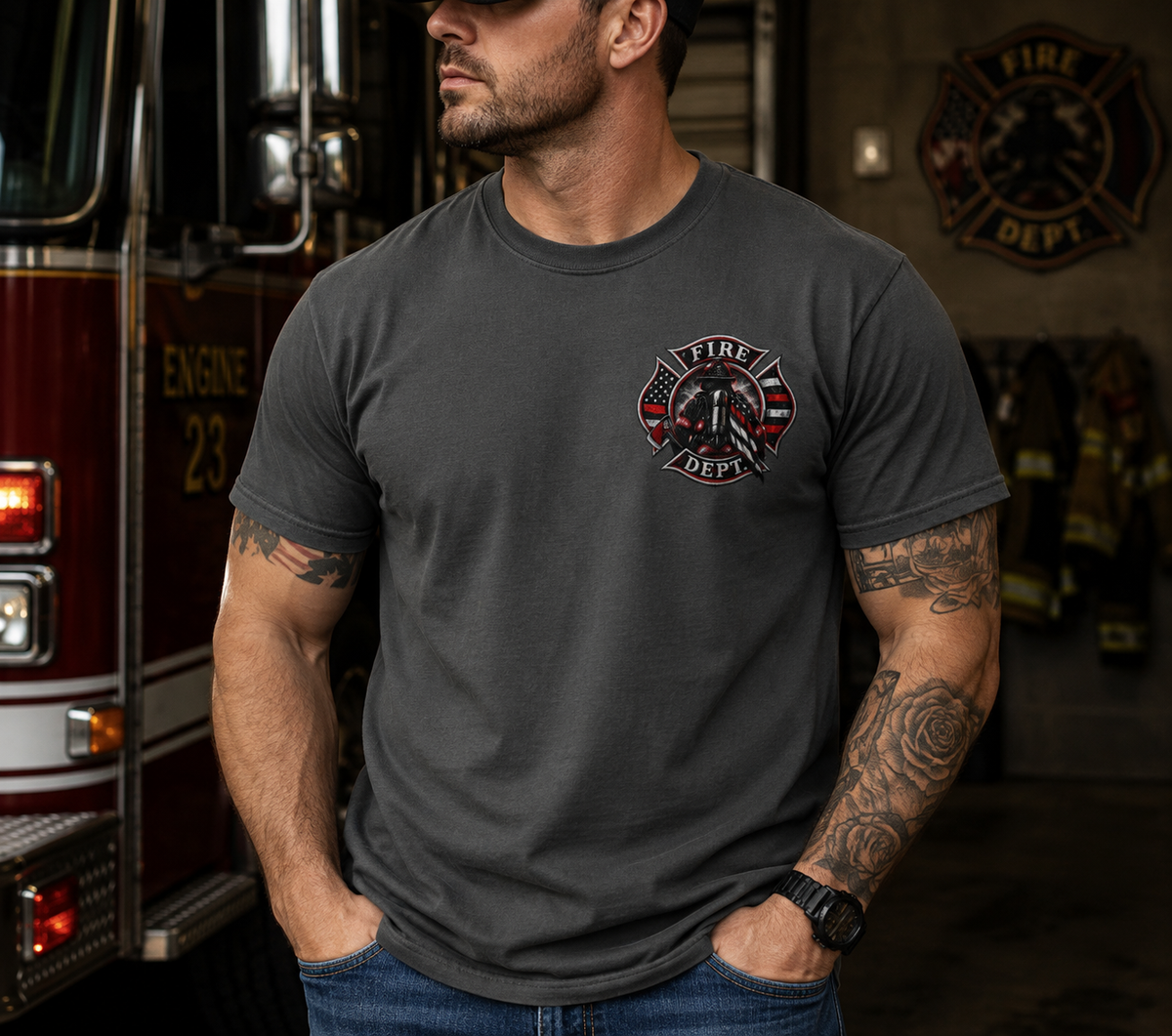 Firefighter T-Shirt — "Some May Think Danger Is A Fearless Walk, But The Brave Who Can’t Run" Graphic Tee