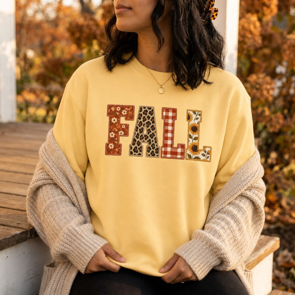 FALL Sweatshirt | autumn sunflower plaid floral