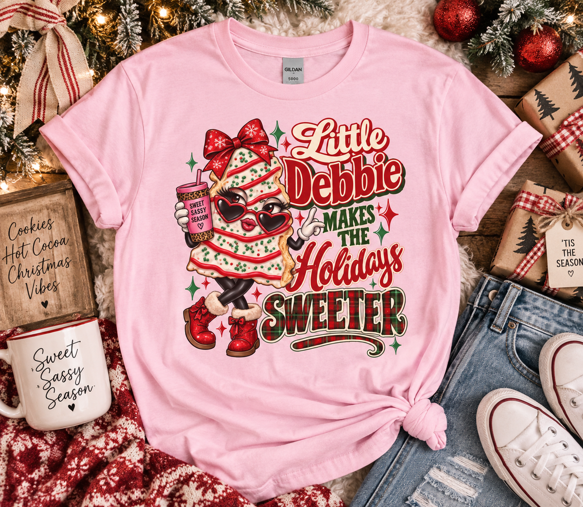 T-Shirt — "Little Debbie Makes the Holidays Sweeter" Christmas Graphic Tee