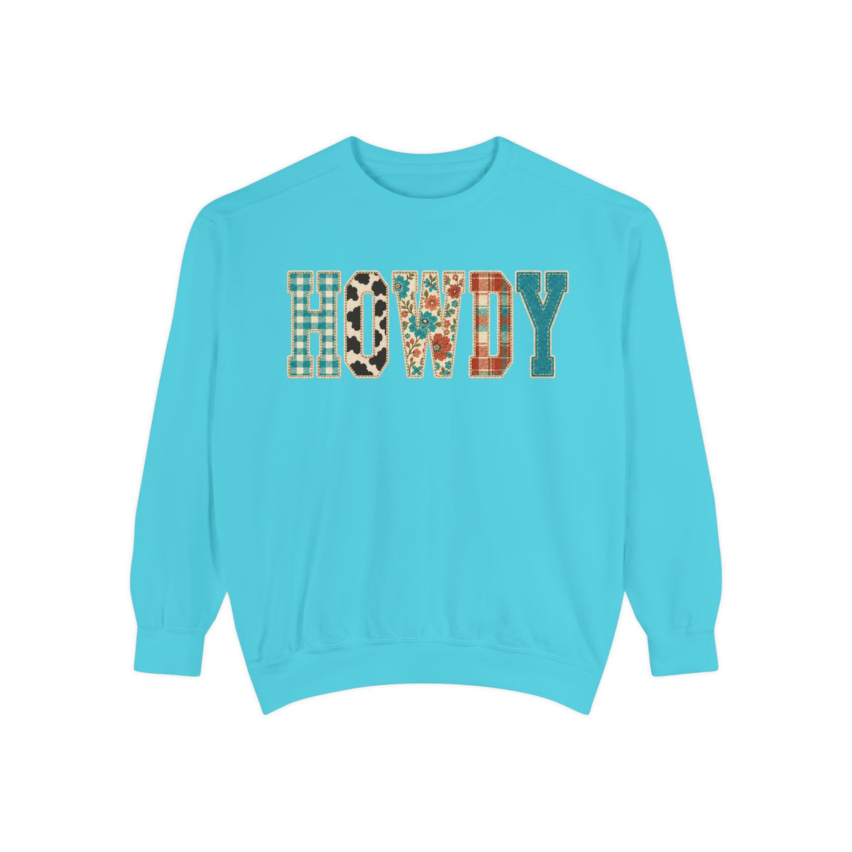 Howdy Crewneck Sweatshirt | Western buffalo plaid floral