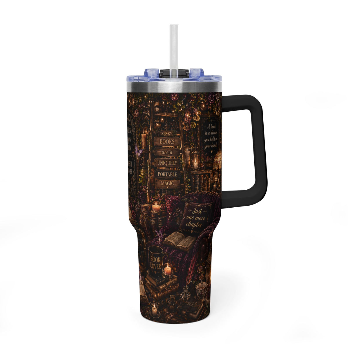 40oz Bookish Vacuum Tumbler — 'Between the Pages' Cozy Reading Travel Mug