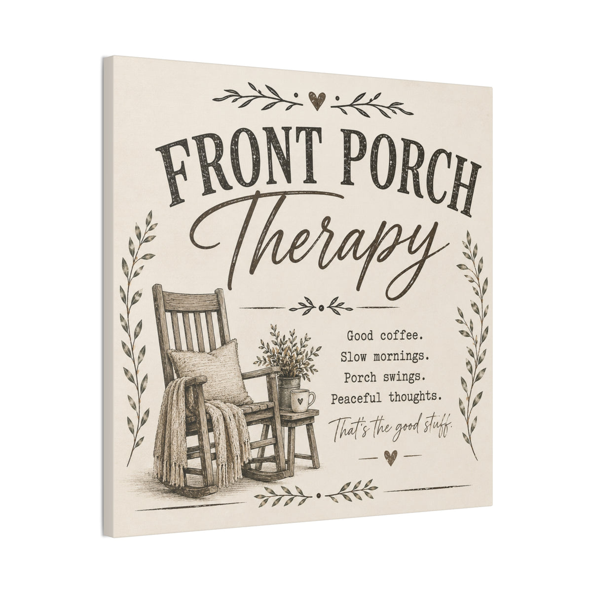 Front Porch Therapy Canvas Wall Art — Rustic Relaxation Home Decor