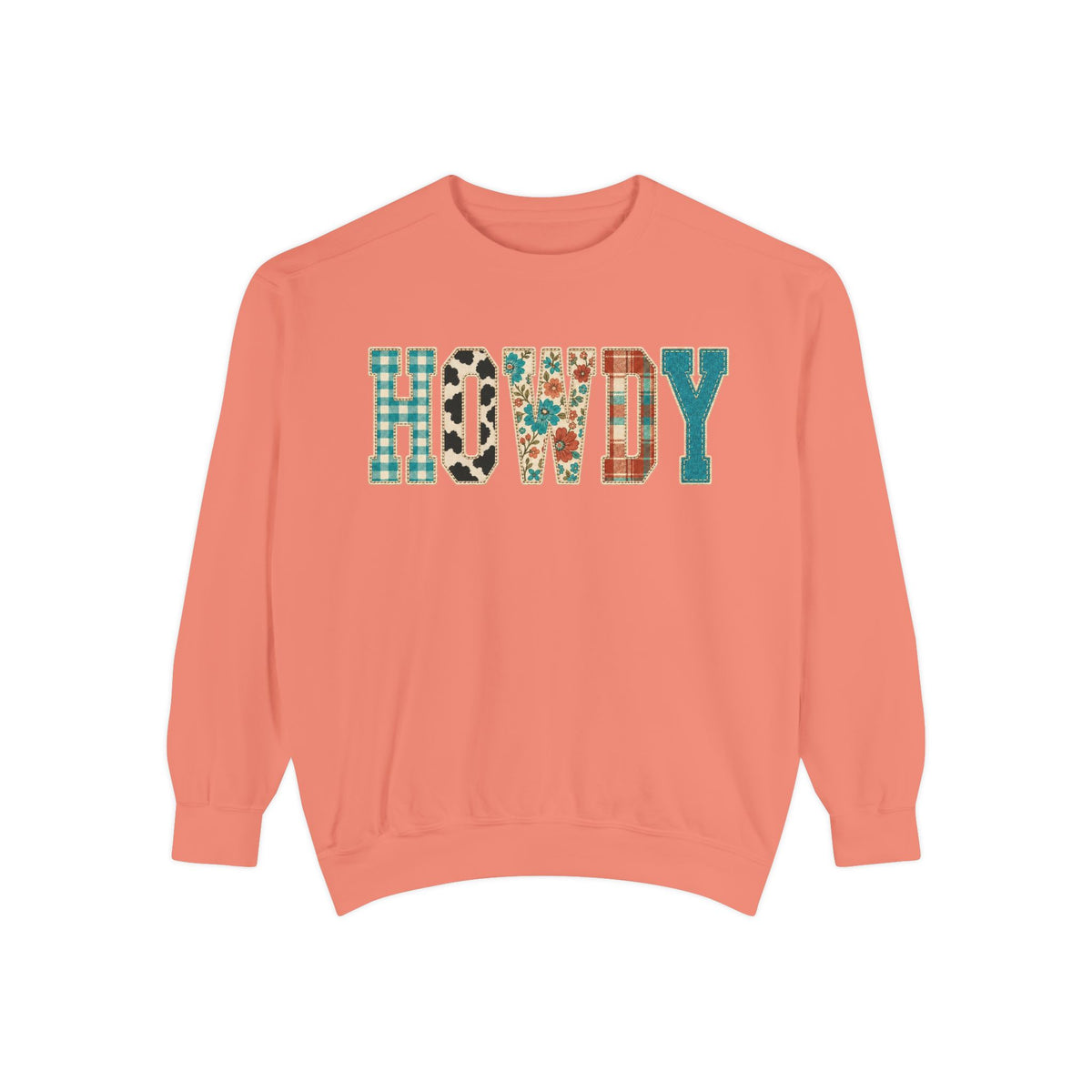 Howdy Crewneck Sweatshirt | Western buffalo plaid floral
