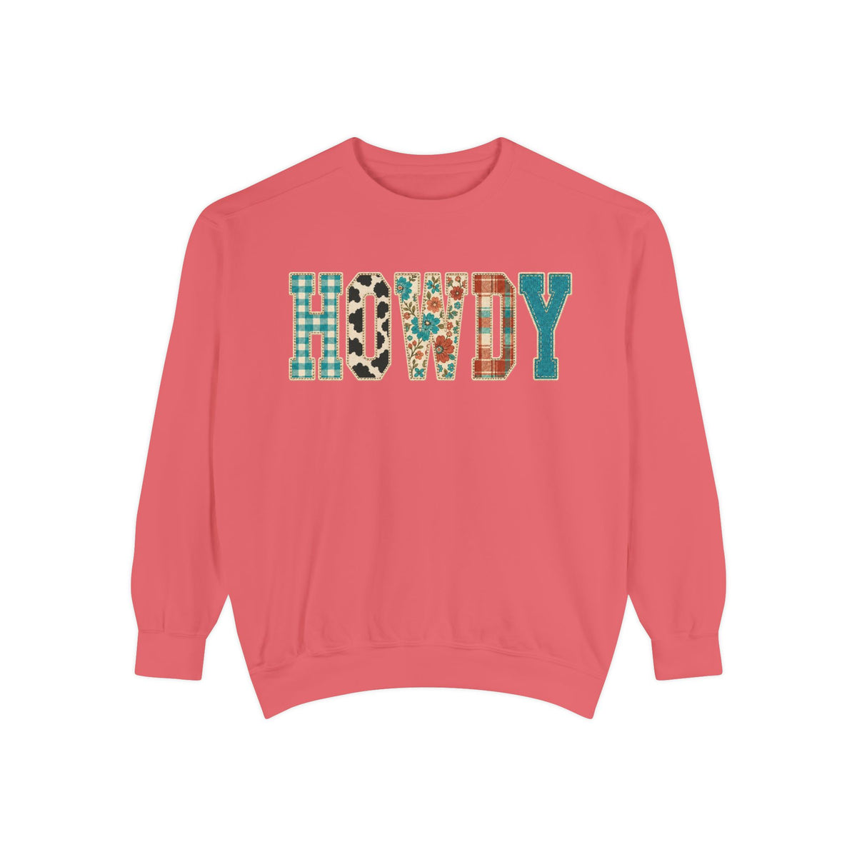 Howdy Crewneck Sweatshirt | Western buffalo plaid floral