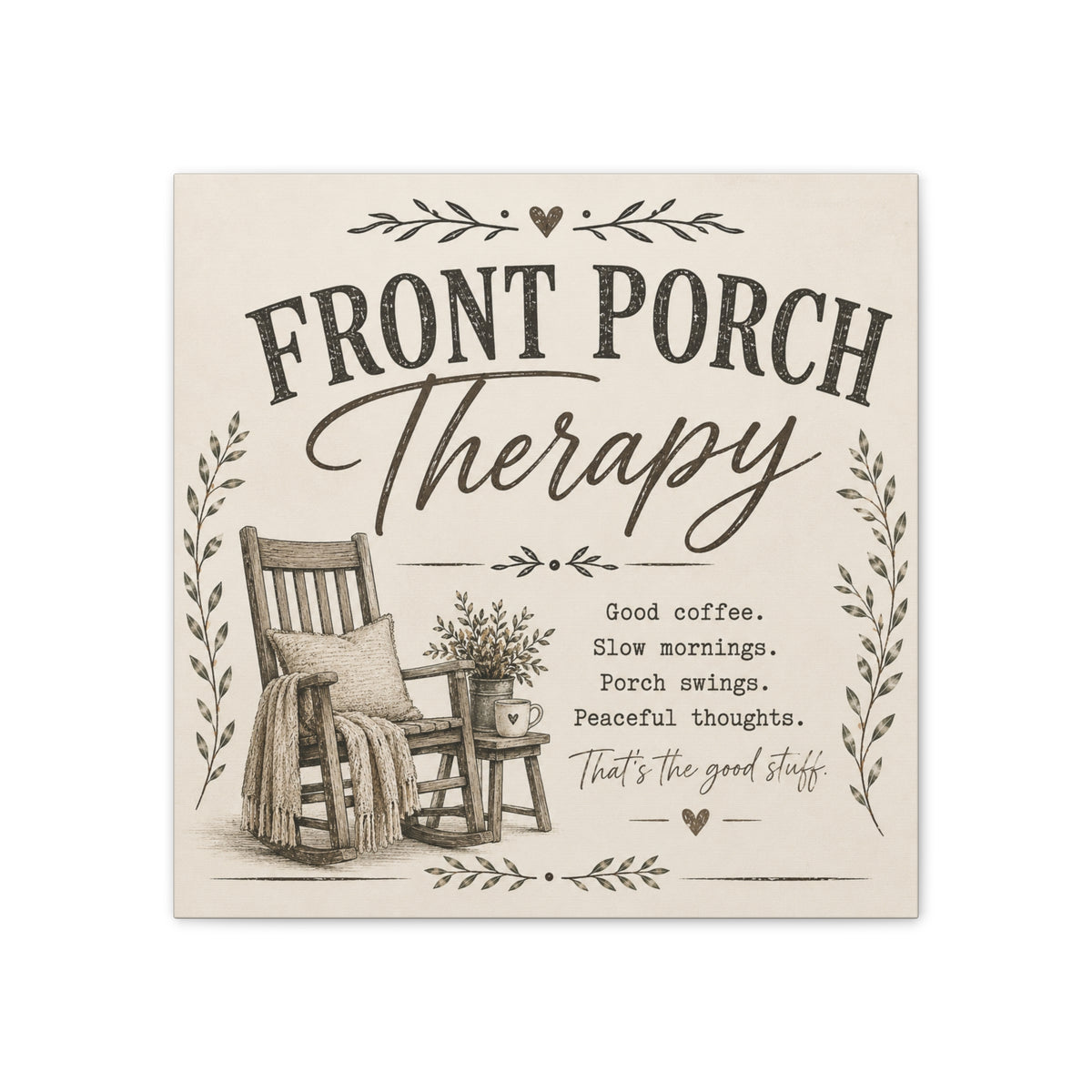 Front Porch Therapy Canvas Wall Art — Rustic Relaxation Home Decor
