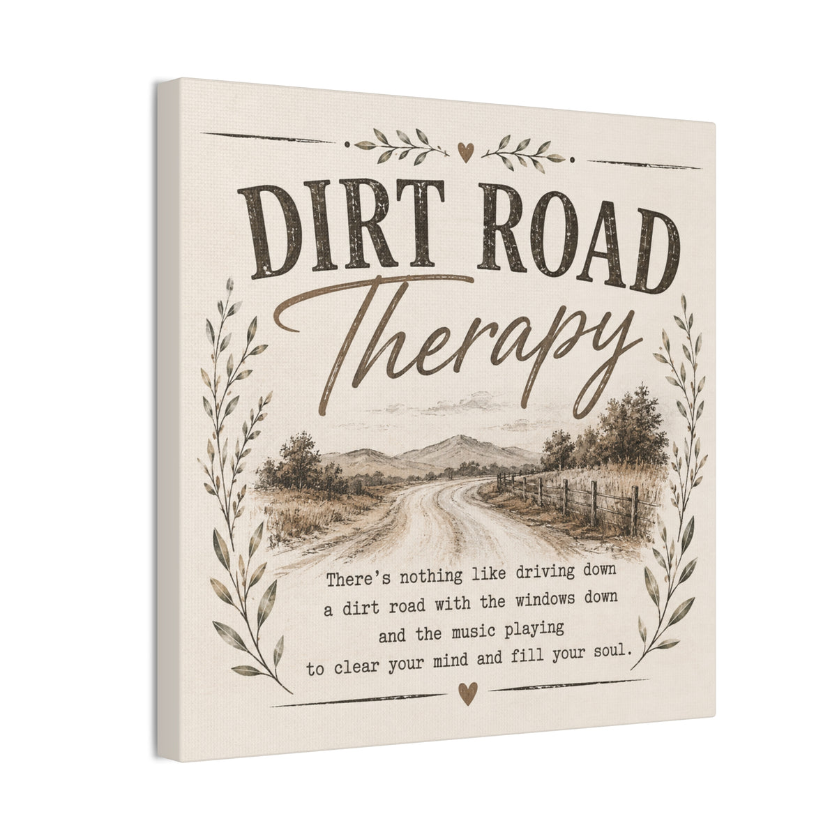 Dirt Road Therapy Canvas Print | Rustic Road Landscape Wall Art